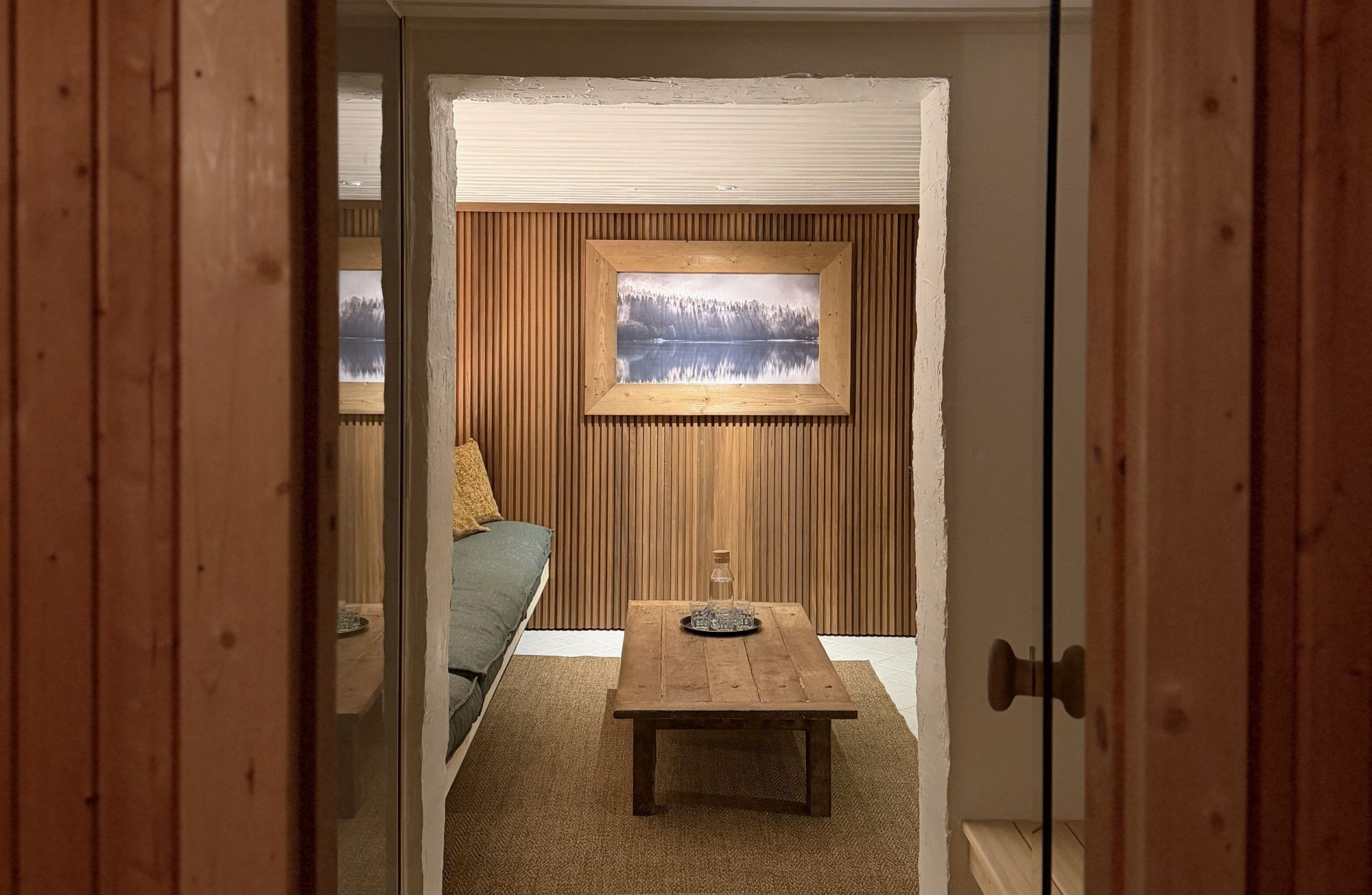 Private sauna and relaxation area at Lappvall Lodge Swedish Lapland